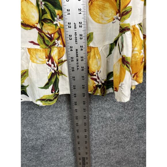 Blue island Mini Dress Size Large Lemon Print Off the Shoulder Bell-Sleeve - Picture 9 of 10